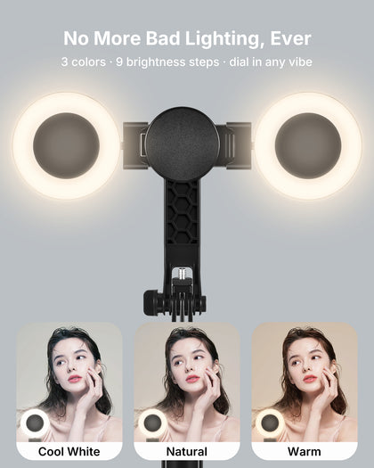 VLOGARA dual fill lights with cool, natural, and warm light modes