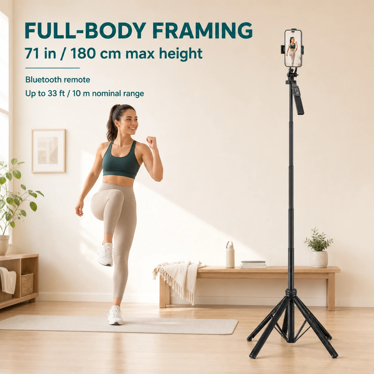 SAST102 full-body workout framing at 71 inches with Bluetooth remote