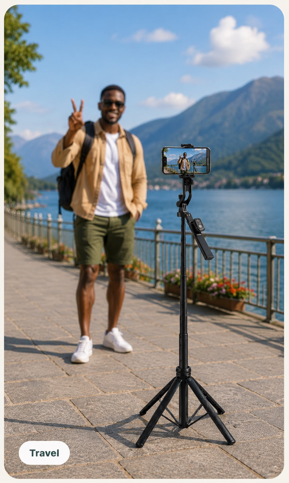 VLOGARA portable phone tripod used for travel videos outdoors